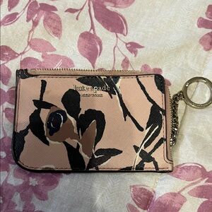 Kate Spade Pink and Black Floral Card Holder